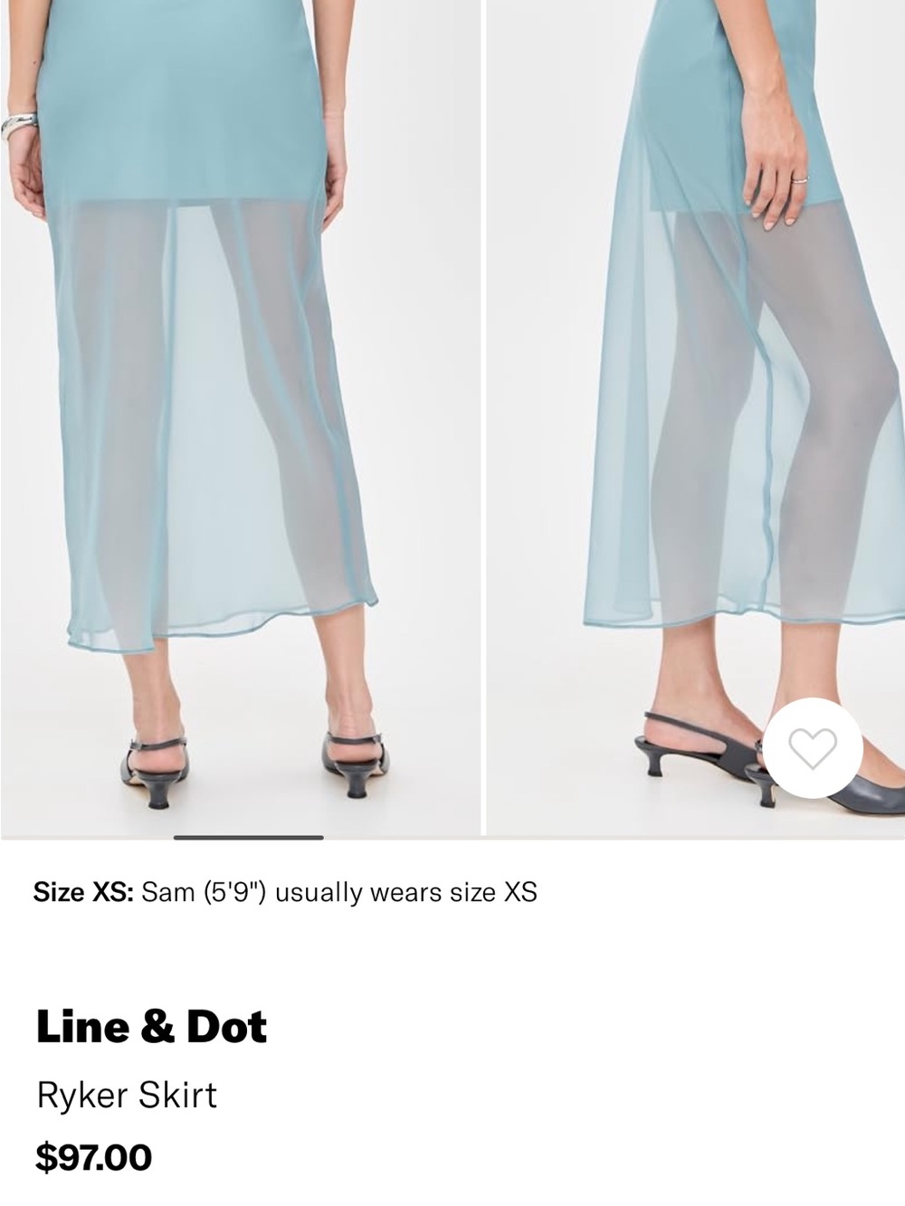 Line & Dot Sheer Midi Skirt in sea foam